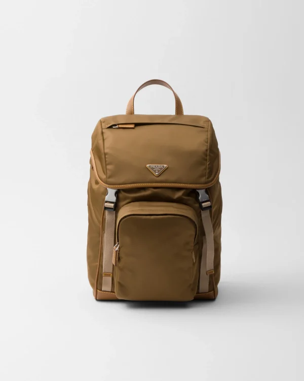 Backpacks And Belt Bags*Prada Re-Nylon and leather backpack Corkbeige