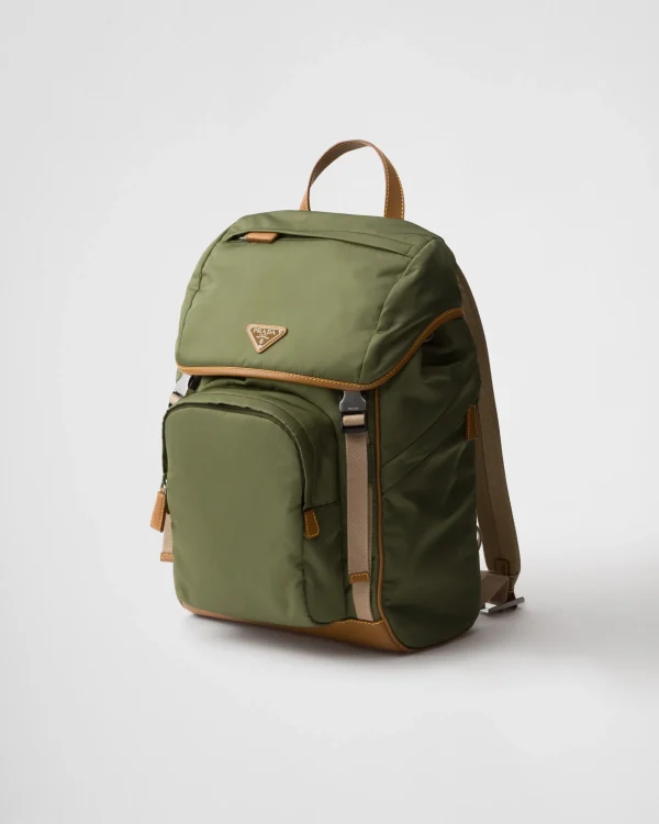 Backpacks And Belt Bags*Prada Re-Nylon and leather backpack Military/caramel