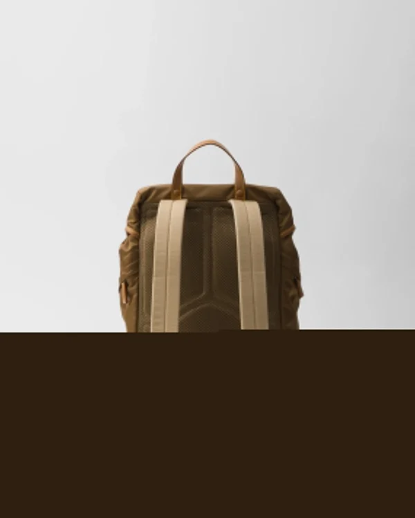 Backpacks And Belt Bags*Prada Re-Nylon and leather backpack Corkbeige