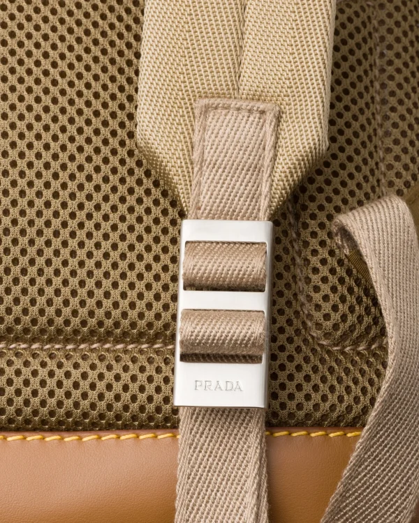 Backpacks And Belt Bags*Prada Re-Nylon and leather backpack Corkbeige