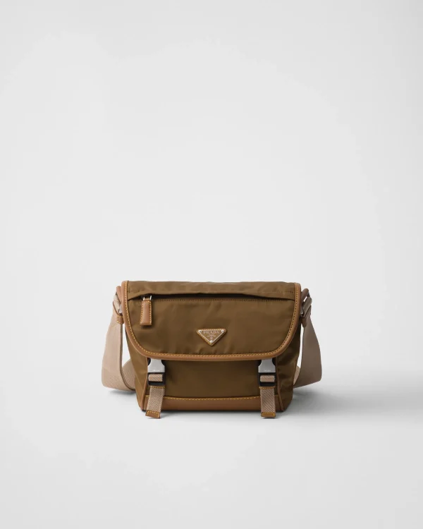 Messenger Bags*Prada Re-Nylon and leather shoulder bag Corkbeige