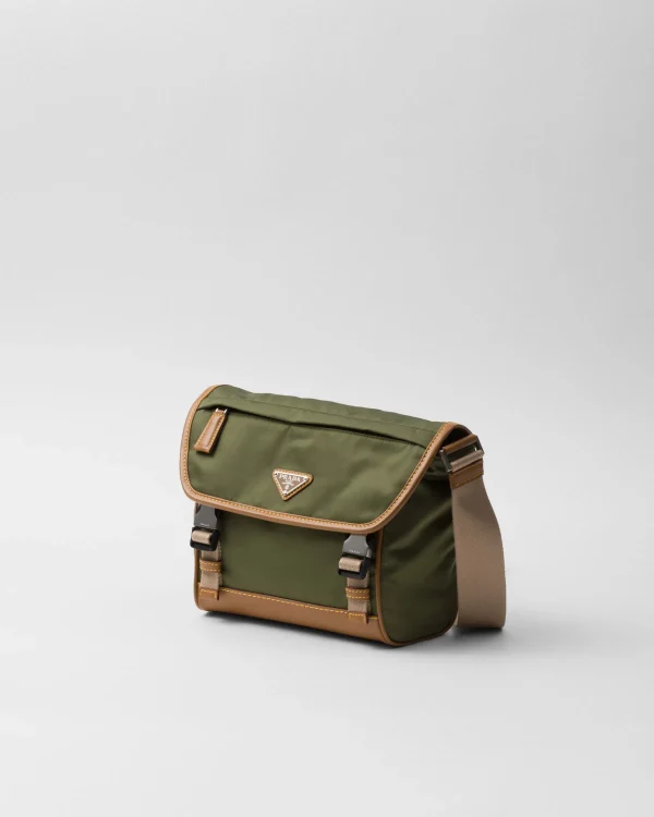 Messenger Bags*Prada Re-Nylon and leather shoulder bag Military/caramel