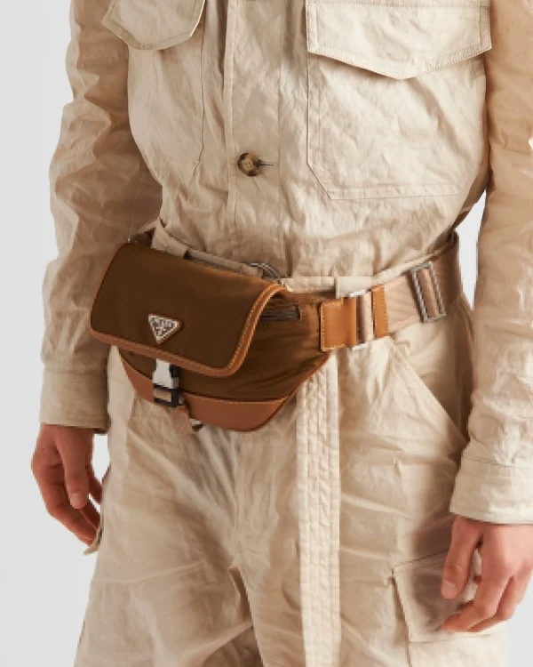 Backpacks And Belt Bags | Messenger Bags*Prada Re-Nylon and leather shoulder bag Corkbeige