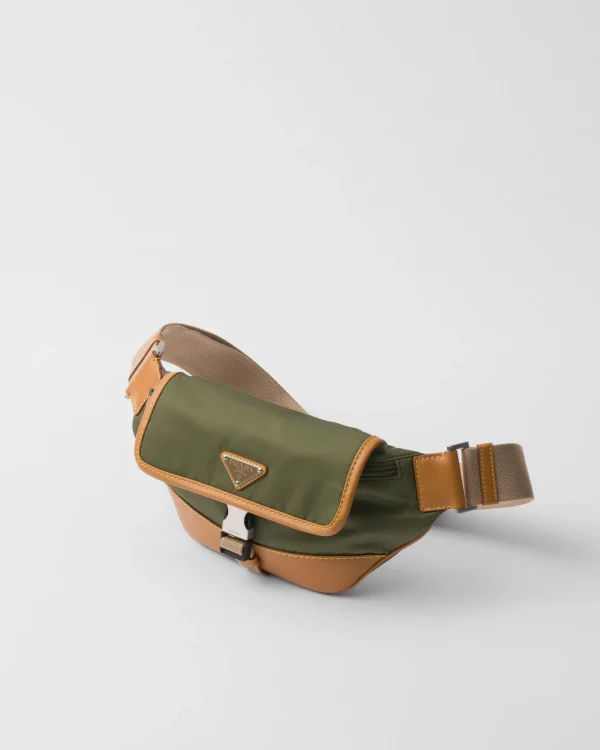 Backpacks And Belt Bags*Prada Re-Nylon and leather shoulder bag Military/caramel