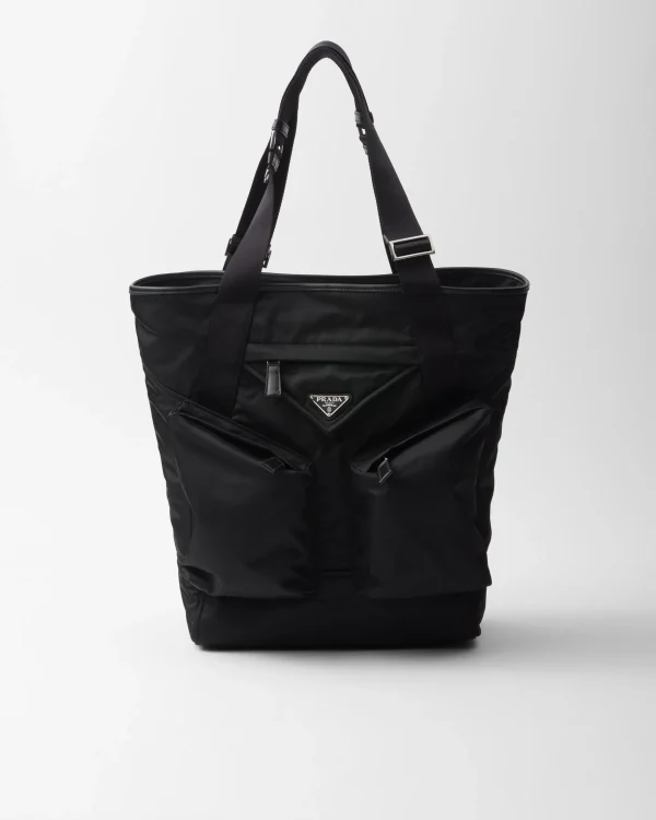 Totes*Prada Re-Nylon and leather tote bag Black