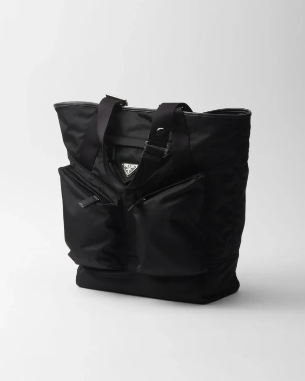 Totes*Prada Re-Nylon and leather tote bag Black