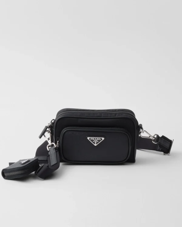 Messenger Bags*Prada Re-Nylon and Saffiano leather shoulder bag Black