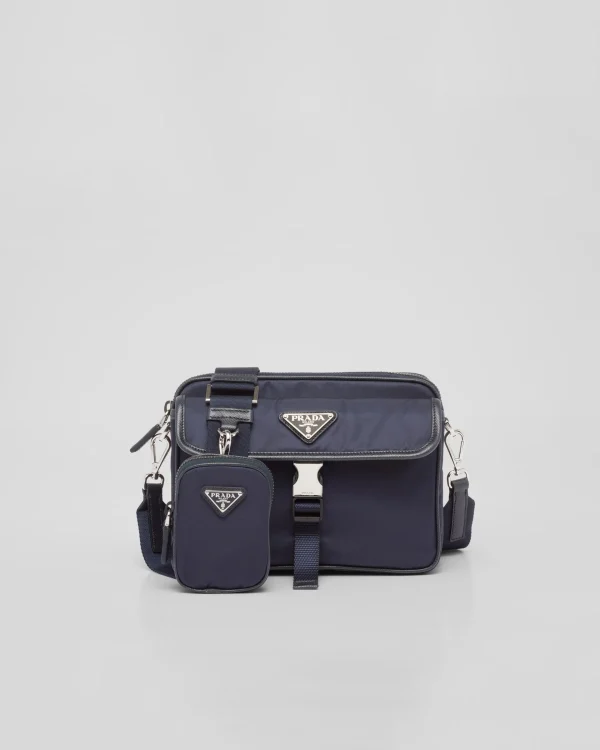 Messenger Bags*Prada Re-Nylon and Saffiano leather shoulder bag Navy