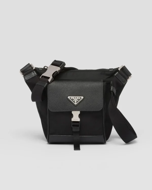 Messenger Bags*Prada Re-Nylon and Saffiano leather shoulder bag Black