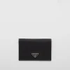 Small Wallets*Prada Re-Nylon and Saffiano leather passport holder Black