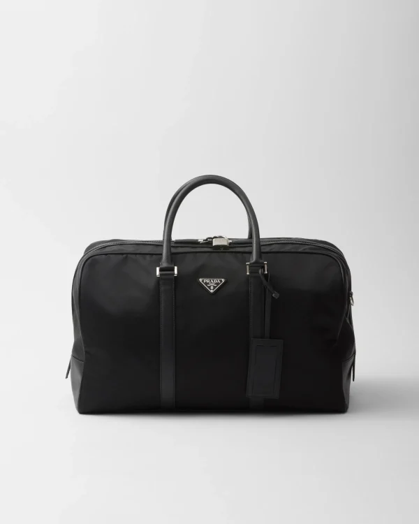 Travel Bags*Prada Re-Nylon and Saffiano leather duffel bag Black