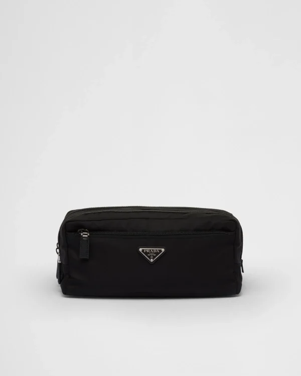 Pouches*Prada Re-Nylon and Saffiano leather travel pouch Black