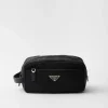 Pouches*Prada Re-Nylon and Saffiano leather travel pouch Black