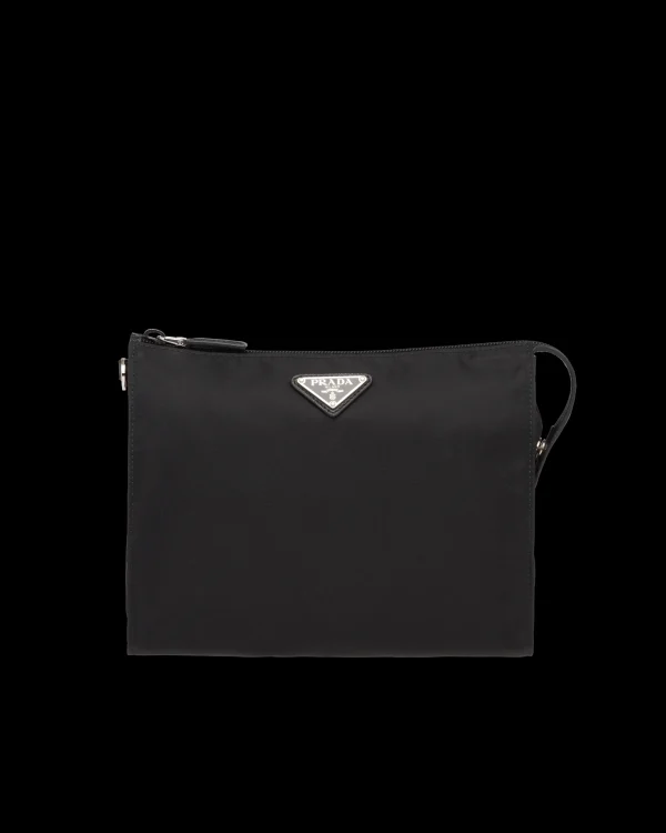 Pouches*Prada Re-Nylon and Saffiano leather necessaire Black