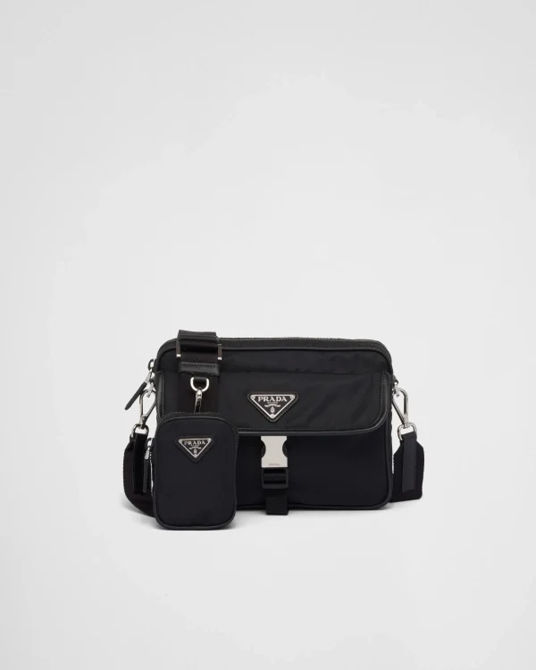 Messenger Bags*Prada Re-Nylon and Saffiano leather shoulder bag Black