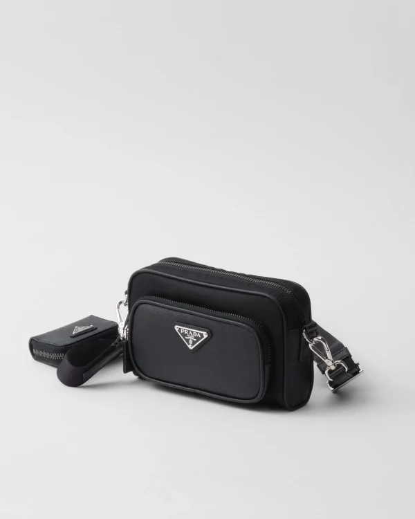 Messenger Bags*Prada Re-Nylon and Saffiano leather shoulder bag Black