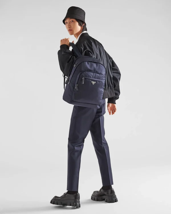 Backpacks And Belt Bags*Prada Re-Nylon and Saffiano leather backpack Navy