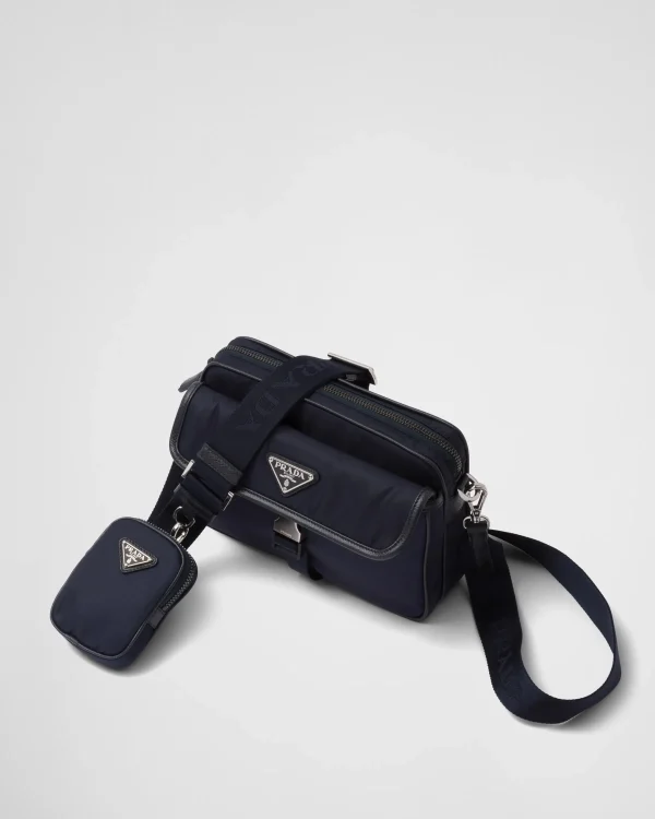 Messenger Bags*Prada Re-Nylon and Saffiano leather shoulder bag Navy