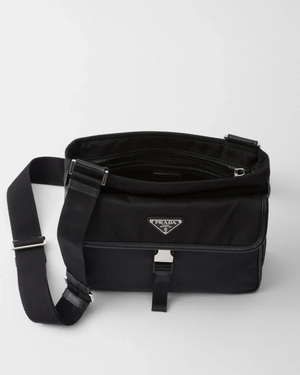 Messenger Bags*Prada Re-Nylon and Saffiano leather shoulder bag Black