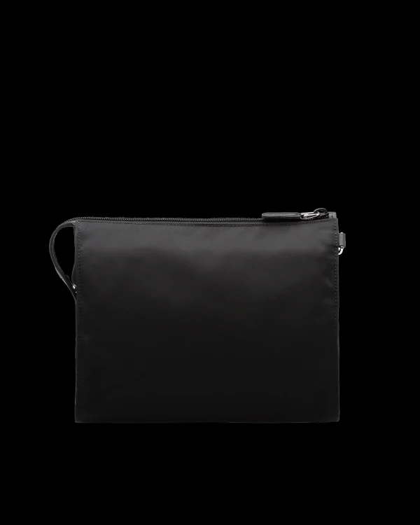 Pouches*Prada Re-Nylon and Saffiano leather necessaire Black