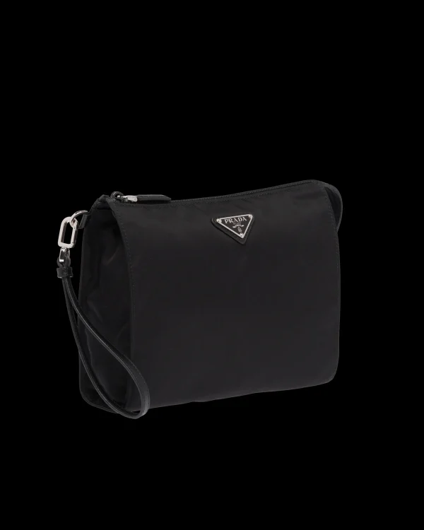 Pouches*Prada Re-Nylon and Saffiano leather necessaire Black