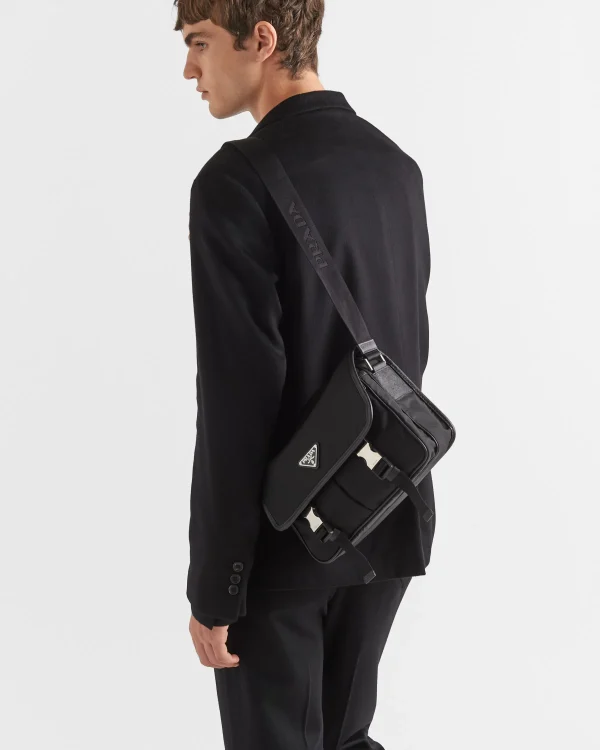 Messenger Bags*Prada Re-Nylon and Saffiano leather shoulder bag Black