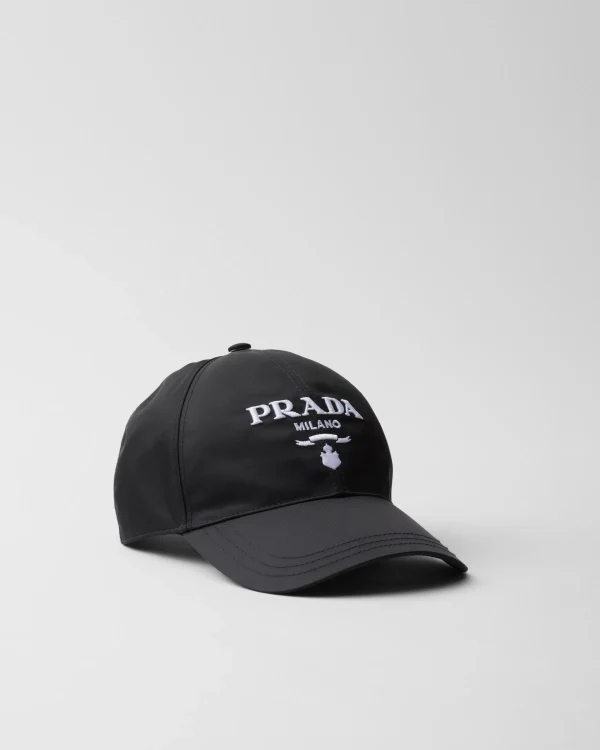 Hats And Gloves*Prada Re-Nylon baseball cap Black/white