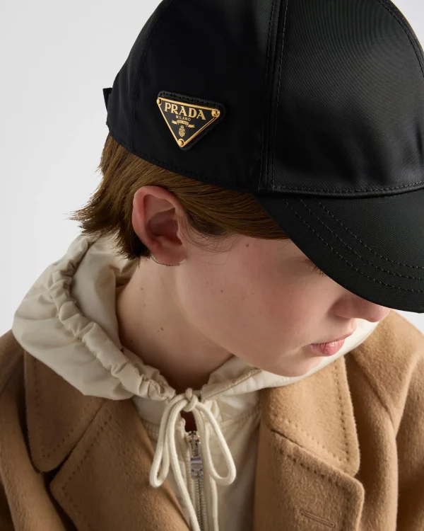 Hats And Gloves*Prada Re-Nylon baseball cap Black