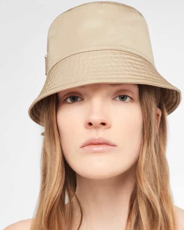 Hats And Gloves*Prada Re-Nylon bucket hat Desertbeige