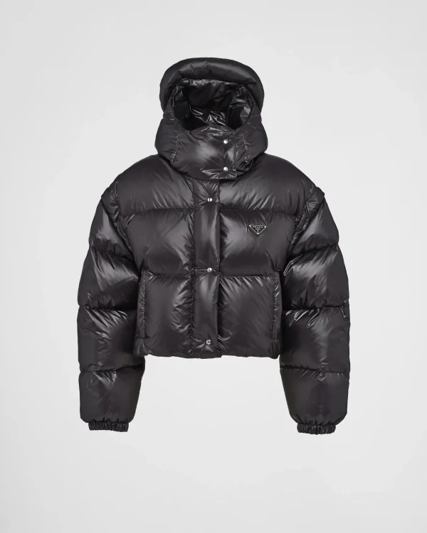 Outerwear*Prada Re-Nylon convertible cropped down jacket Black