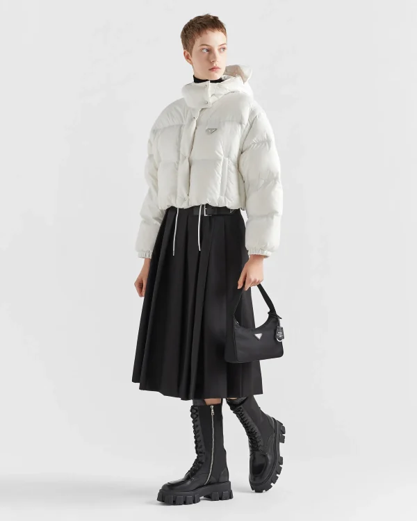 Outerwear*Prada Re-Nylon convertible cropped down jacket White