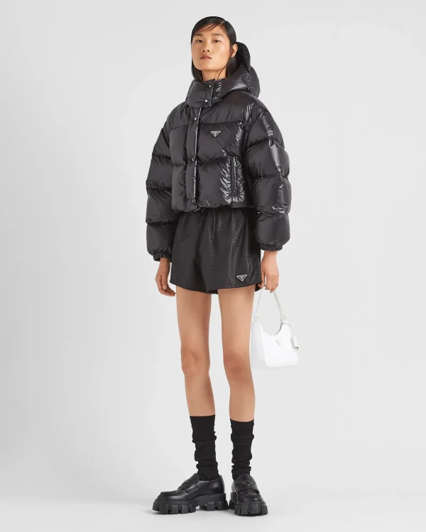 Outerwear*Prada Re-Nylon convertible cropped down jacket Black