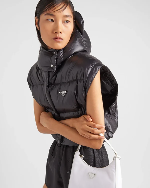 Outerwear*Prada Re-Nylon convertible cropped down jacket Black