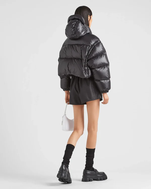 Outerwear*Prada Re-Nylon convertible cropped down jacket Black