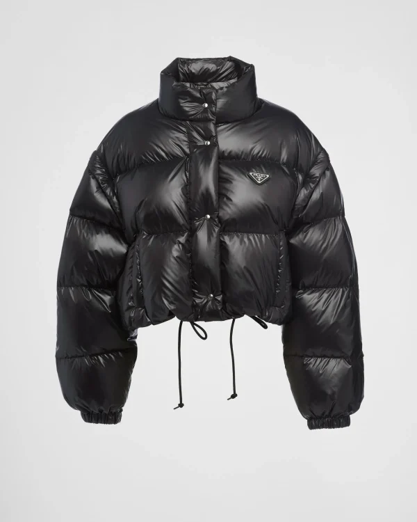 Outerwear*Prada Re-Nylon cropped convertible down jacket Black