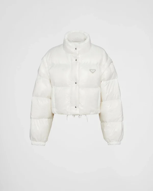 Outerwear*Prada Re-Nylon cropped convertible down jacket White