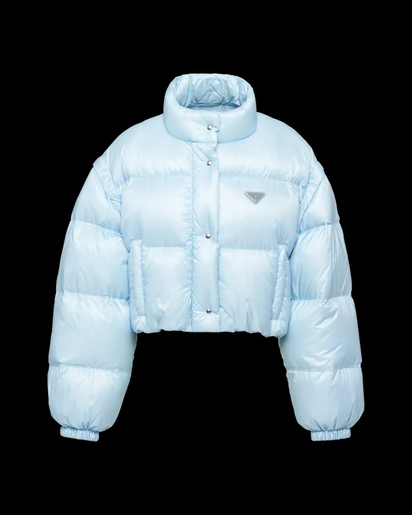 Outerwear*Prada Re-Nylon cropped convertible down jacket Skyblue