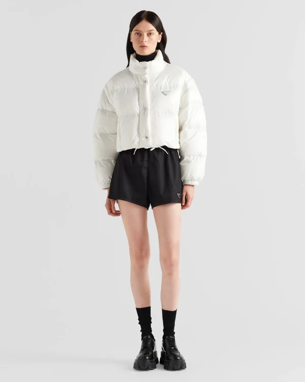 Outerwear*Prada Re-Nylon cropped convertible down jacket White