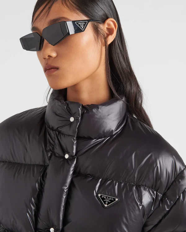 Outerwear*Prada Re-Nylon cropped convertible down jacket Black
