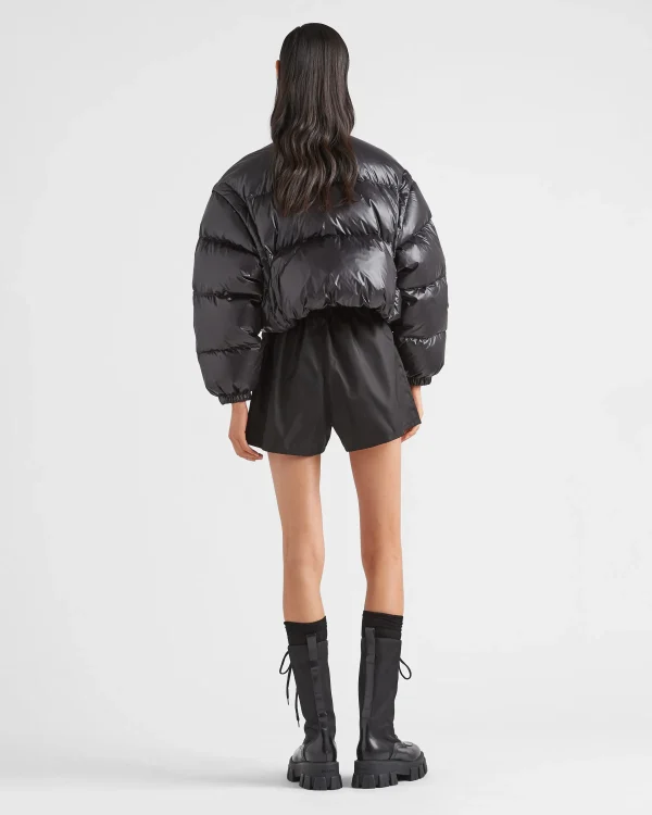Outerwear*Prada Re-Nylon cropped convertible down jacket Black