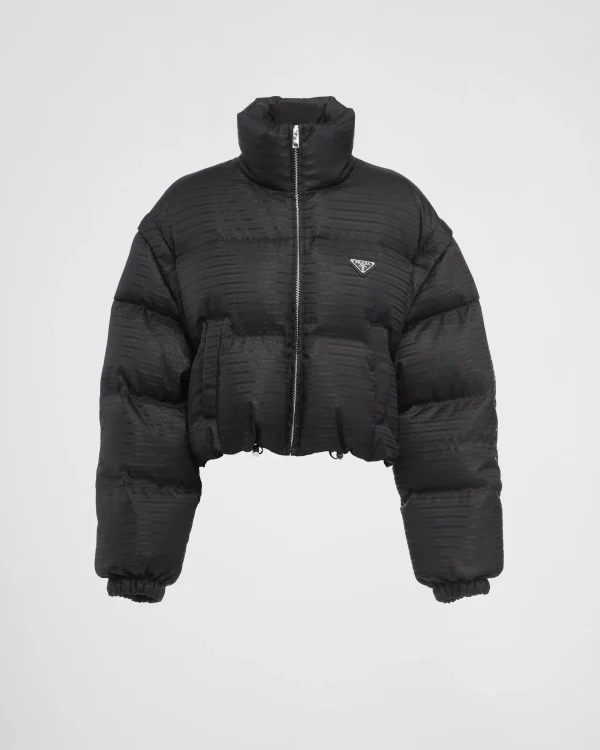 Outerwear*Prada Re-Nylon cropped hooded down jacket Black