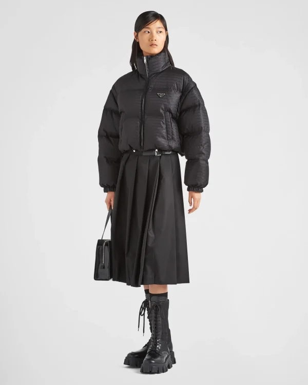 Outerwear*Prada Re-Nylon cropped hooded down jacket Black