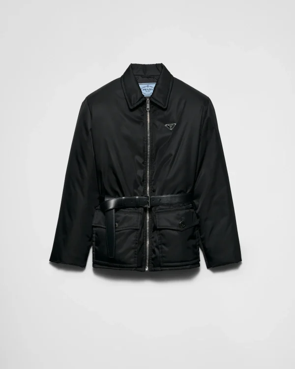 Outerwear*Prada Re-Nylon down jacket with belt Black