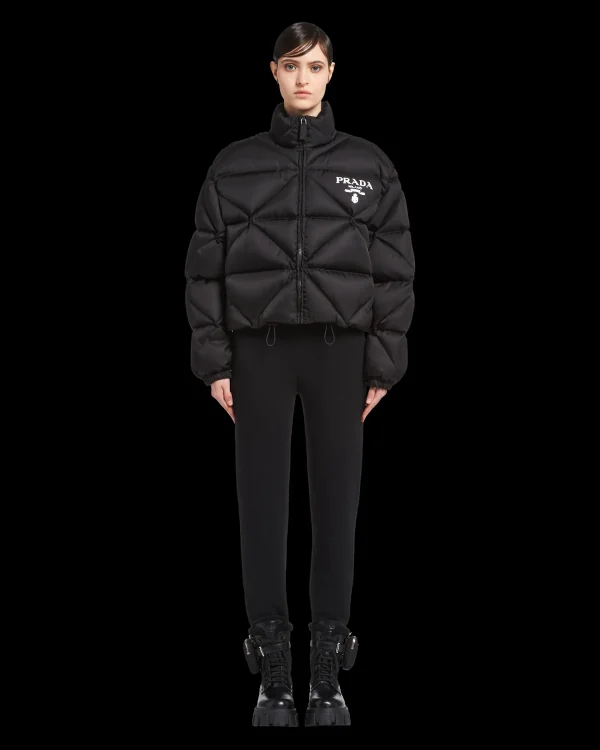 Outerwear*Prada Re-Nylon Gabardine cropped down jacket Black