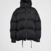 Outerwear*Prada Re-Nylon hooded down jacket Black