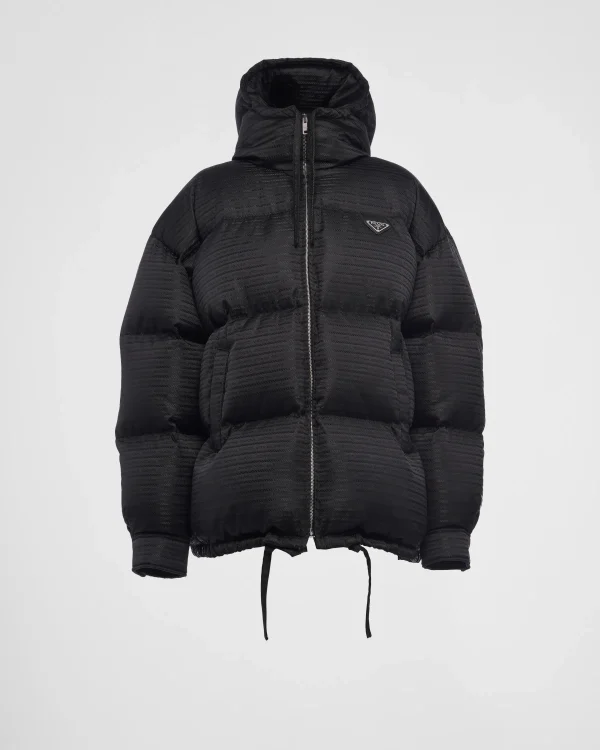 Outerwear*Prada Re-Nylon hooded down jacket Black