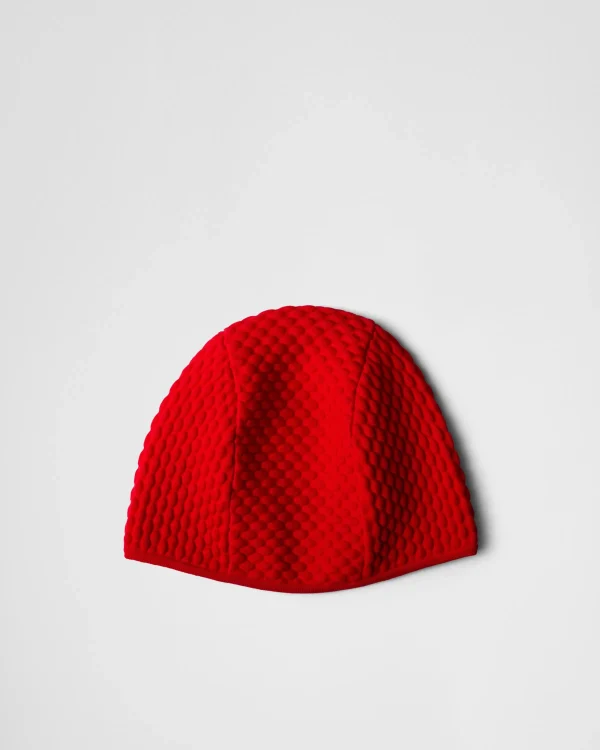 Hats And Gloves*Prada Re-Nylon knit cap Red