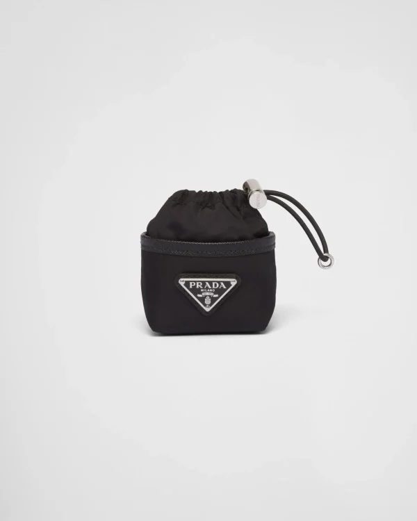 Bag Charms And Keychains*Prada Re-Nylon mini pouch bag charm Black