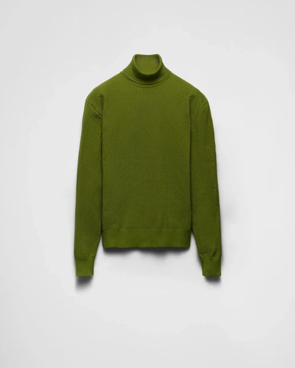 Knitwear*Prada Re-Nylon turtleneck sweater Ivygreen