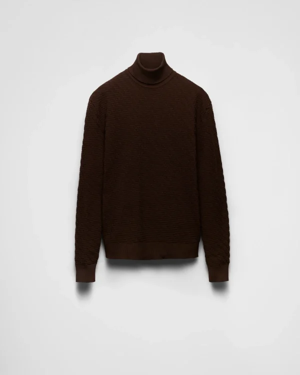 Knitwear*Prada Re-Nylon turtleneck sweater Cocoabrown